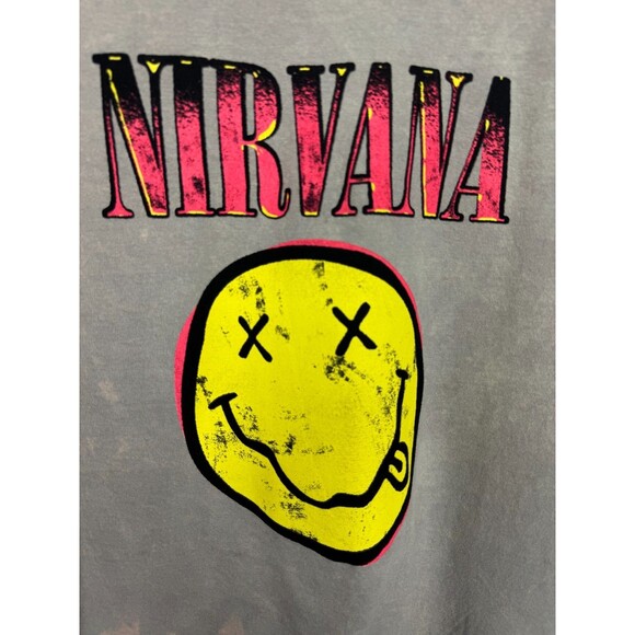 Nirvana XL Tie Dye Smiley T-Shirt Gray Mineral Wash Cotton Short Sleeve NWOT - Picture 2 of 7
